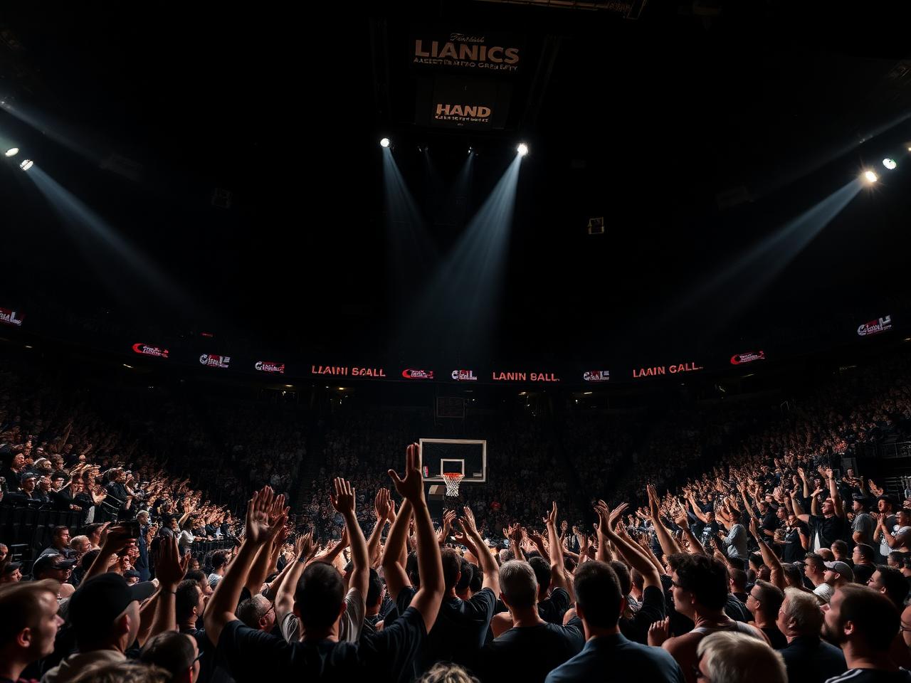 Crowd celebrating at a sporting event